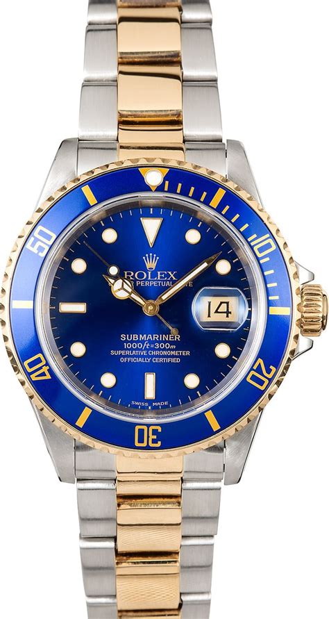 rolex submariner blue gold 16613|Rolex 16613 price guide.